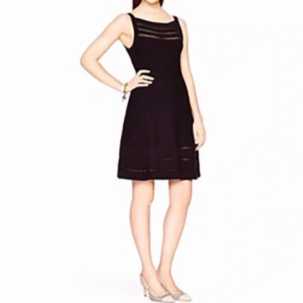 Kate Spade Open Cable Knit Sweater Dress: Black